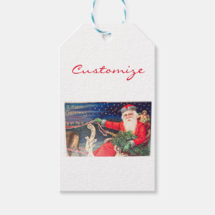 Étiquettes-cadeau père Noël en traîneau Thunder_Cove vintage