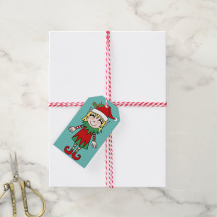 Étiquettes-cadeau Père Noël Helper Girl Christmas Elf