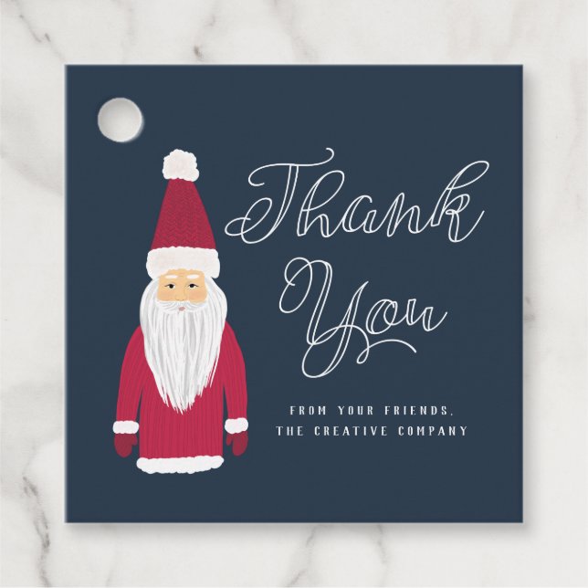 Étiquettes Cadeau Père Noël Holiday Merci échange cadeaux Marine (Devant)