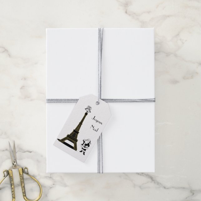 Étiquettes-cadeau Père Noël Joyeux Noel Paris (Avec de la ficelle)