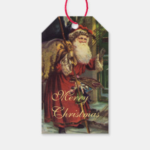 Étiquettes-cadeau Père Noël Joyeux Noël Vintage