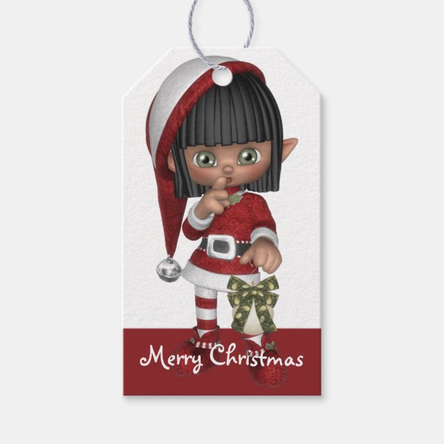 Étiquettes-cadeau Père Noël Little Helper Elf - Noël d3 - (Devant)