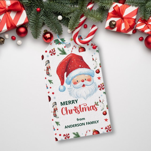Étiquettes-cadeau Père Noël mignon et Motif festif Joyeux Noël (Créateur téléchargé)