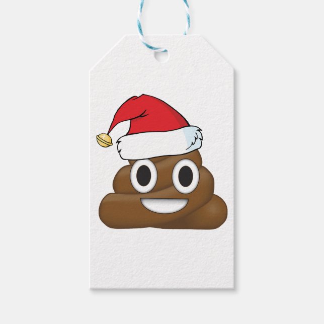 Étiquettes-cadeau Père Noël Poop Cadeau de Noël enveloppé Emoji (Devant)