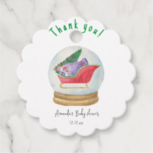 Étiquettes Cadeau Père Noël sled - merci baby shower