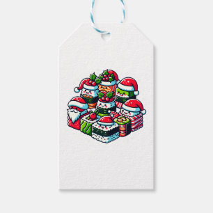 Étiquettes-cadeau Père Noël Sushi Delight - Art de Noël Festif