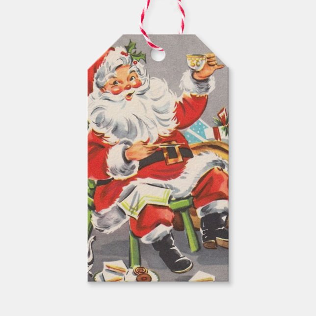 Étiquettes-cadeau Père Noël vintage 1950 (Devant)