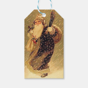 Étiquettes-cadeau Père Noël vintage Avec Cadeaux