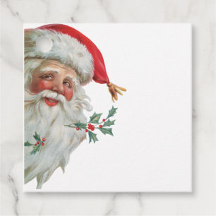 Étiquettes Cadeau Père Noël vintage avec Holly Christmas Gig Tags