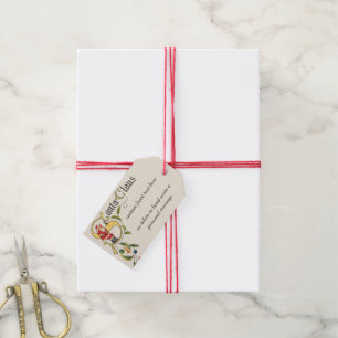 Étiquettes-cadeau Père Noël vintage, frontière décorative de Noël