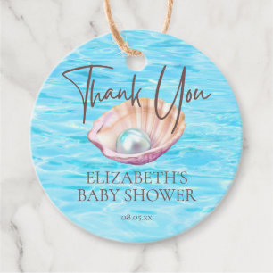 Étiquettes Cadeau Perle sur le chemin Seashell Baby shower fille Scr