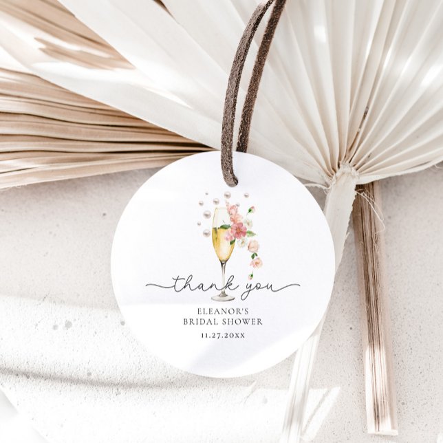 Étiquettes Cadeau Perles de Merci rose et Fête des mariées de poursu (Créateur téléchargé)