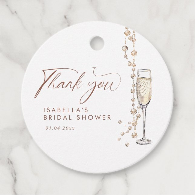 Étiquettes Cadeau Perles Et Fête des mariées De Poursuites (Devant)