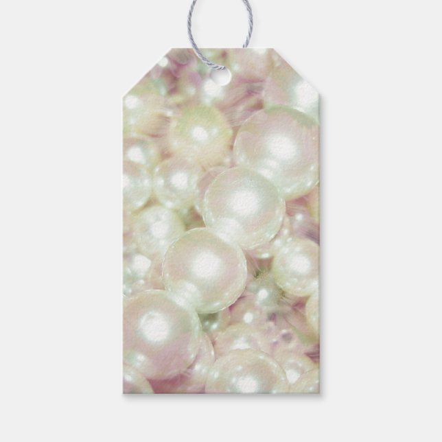Étiquettes-cadeau Perles et marguerite rose (Devant)