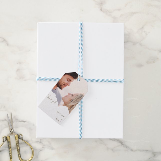 Étiquettes-cadeau Personalized Couple Photo Wedding  (Avec de laficelle)