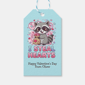 Étiquettes-cadeau Personalized Cute Raccoon Classroom Valentine
