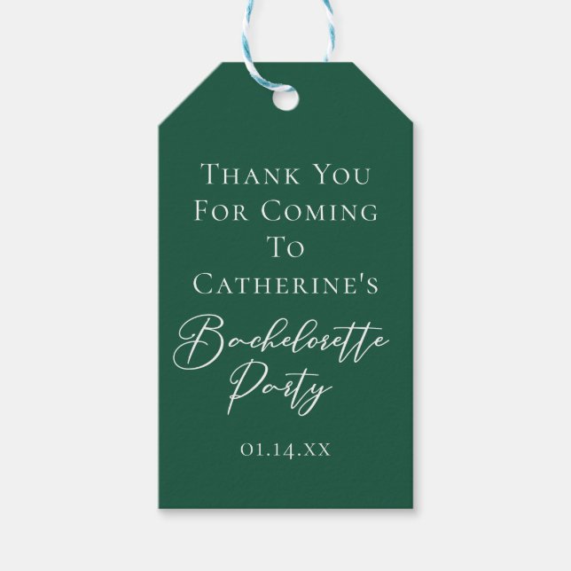 Étiquettes-cadeau Personalized Emerald Green Bachelorette Party (Devant)