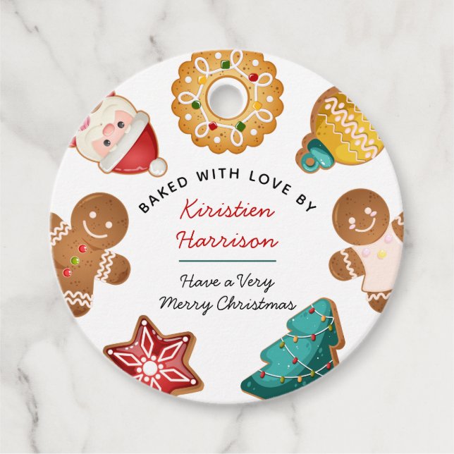 Étiquettes Cadeau Personalized Gingerbread Cookies Baking Holiday (Devant)