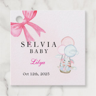 Étiquettes Cadeau Personalized Pink Bow Baby Shower Favor Tags