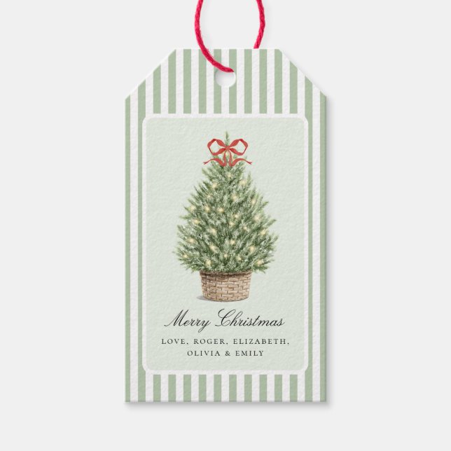 Étiquettes-cadeau Personalized Preppy Coastal Tree Christmas (Devant)