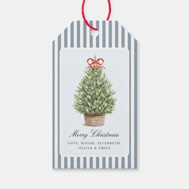 Étiquettes-cadeau Personalized Preppy Coastal Tree Christmas (Devant)