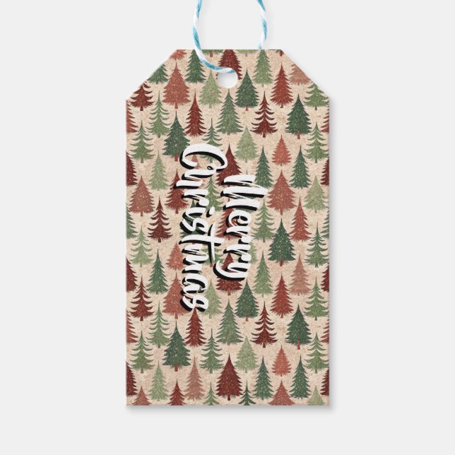 Étiquettes-cadeau Personalized Rustic Christmas Tree (Devant)