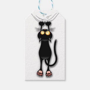 Étiquettes-cadeau Personnage de chat drôle grattant le tissu