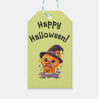Étiquettes-cadeau Personnage de citrouille mignon 🎃🧡