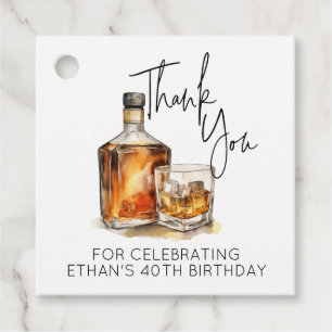 Étiquettes Cadeau Personnalisé 40e anniversaire Favor Tags Whiskey/B