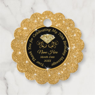 Étiquettes Cadeau Personnalisé 70th Birthday Favor Tags ou Transfert