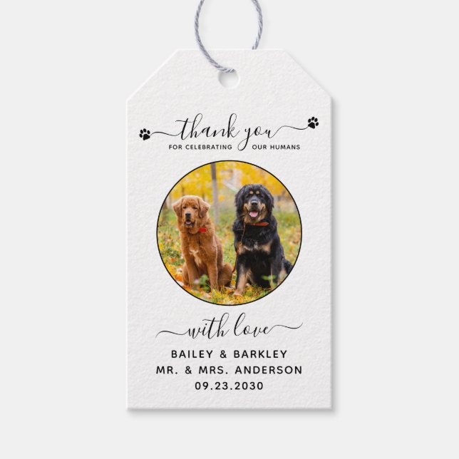 Étiquettes-cadeau Personnalisé Animal Photo Merci Chien Mariage Favo (Devant)