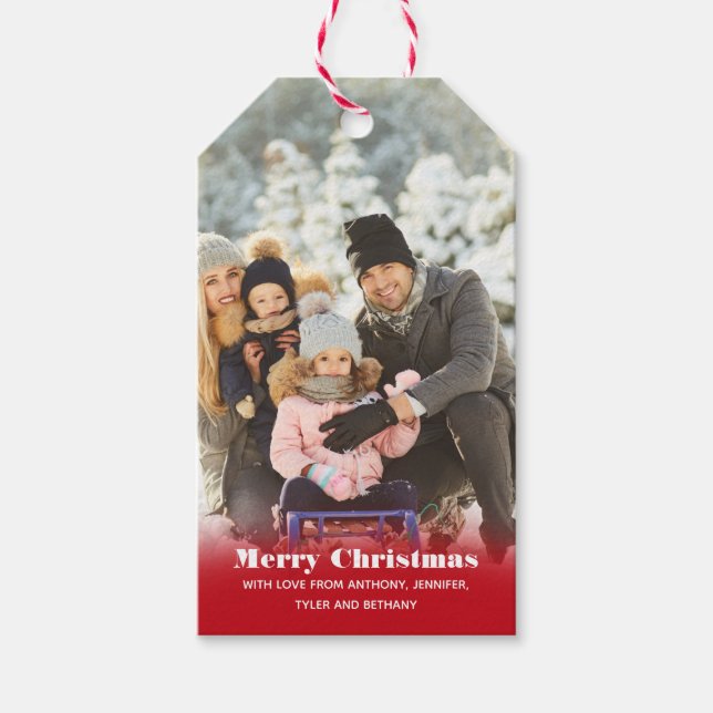 Étiquettes-cadeau Personnalisé avec le nom Photo personnalisée Noël (Devant)