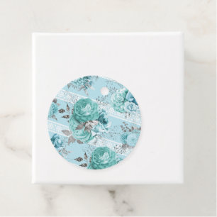 Étiquettes Cadeau Personnalisé Elegant Roses Bleu Détails dentelle