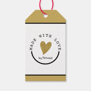 Étiquettes-cadeau Personnalisé Fabriqué Avec Love Heart Parties scin