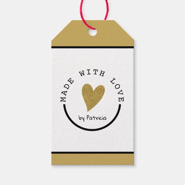 Étiquettes-cadeau Personnalisé Fabriqué Avec Love Heart Parties scin (Devant)