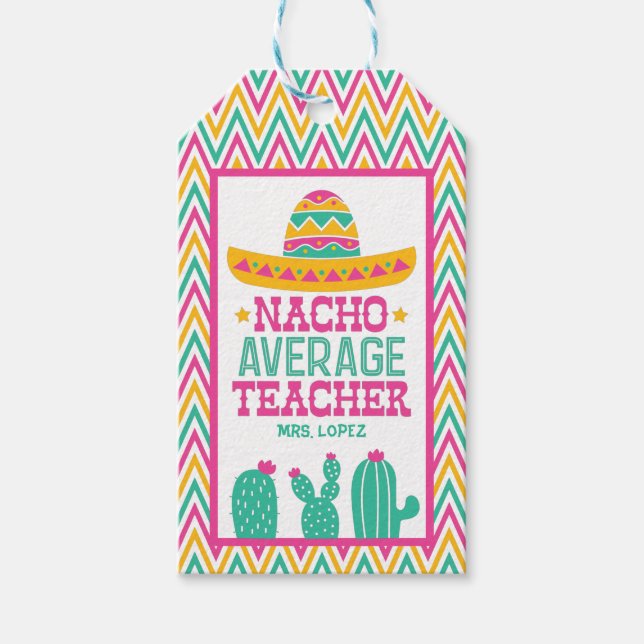 Étiquettes-cadeau Personnalisé Funny Nacho Moyen Enseignant Cactus C (Devant)