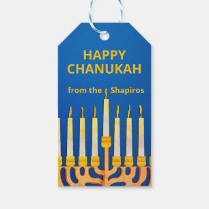 Étiquettes-cadeau Personnalisé Happy Chanukah Menorah