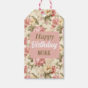 Étiquettes-cadeau Personnalisé Joyeux anniversaire Cute floral Art r