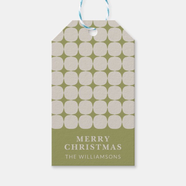 Étiquettes-cadeau Personnalisé Mi-Siècle moderne Sage vert Noël (Devant)