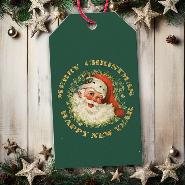 Étiquettes-cadeau Personnalisé Retro Père Noël (Créateur téléchargé)