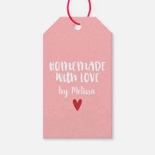Étiquettes-cadeau Personnalisé Rose fait maison avec coeur d'amour