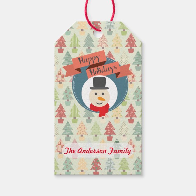 Étiquettes Cadeau personnalisé Snowman (Devant)