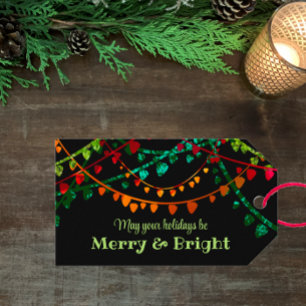 Étiquettes-cadeau Personnalisé Unique Colorful Fun Lights Noël