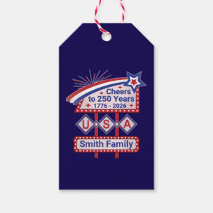 Étiquettes-cadeau Personnalisé USA 250–Marquise Rétro Patriotique