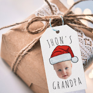 Étiquettes-cadeau Personnalisé Visage bébé Père Noël Chapeau Photo d
