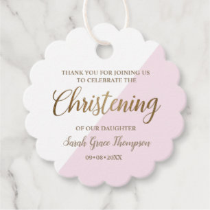 Étiquettes Cadeau Personnalisée Pink Baby girl Christening Merci