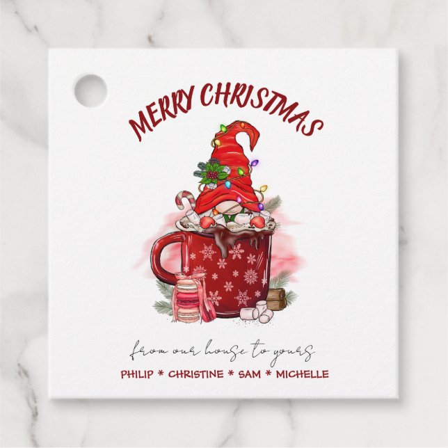 Étiquettes Cadeau Personnaliser Joyeux Noël Père Noël Gnome (Devant)