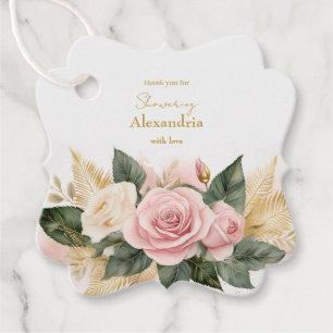 Étiquettes Cadeau Personnaliser la Fête des mariées rose roses