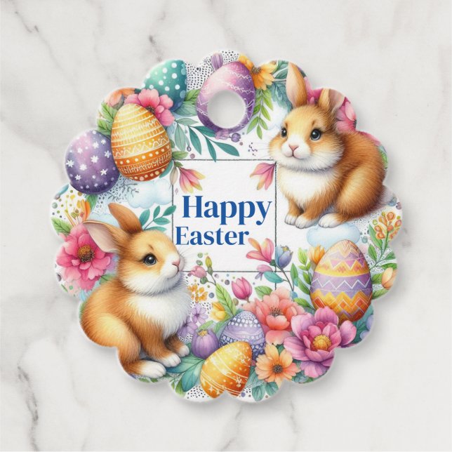 Étiquettes Cadeau Personnaliser Les Cadeaux De Pâques Fleurs de Prin (Devant)