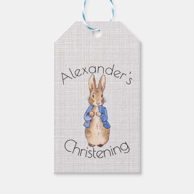 Étiquettes-cadeau Personnaliser Pierre le lapin Christening (Devant)